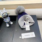 BEANIE HAT IN BERRY BLUE MIX LIGHT GRAY WOOL 421052