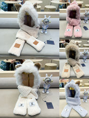 BEANIE HAT IN COSMIC LATTE BEIGE  WOOL AND LAMB FUR 435073