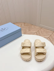 Pra Double Strap Quilted Slide 20 Beige Calfskin