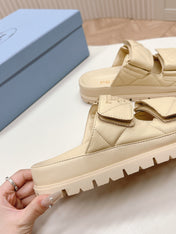 Pra Double Strap Quilted Slide 20 Beige Calfskin