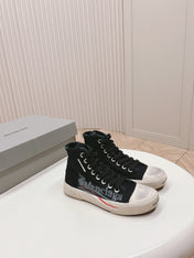 BLACK CANVAS HIGH-TOP SNEAKERS LOGO GRAFFITI
