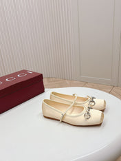 GG BALLET FLAT LIGHT CREAM SILK