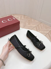 GG BALLET FLAT BLACK SILK