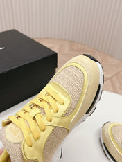 TRAINERS IN LIGHT YELLOW SUEDE AND CALFSKIN