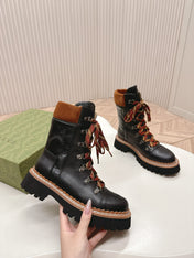 MARTIN ANKLE BOOTS IN BLACK EMBOSSED CALFSKIN MIX BROWN SUEDE