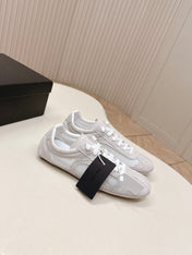 PRADA 26S CLASSIC SNEAKERS IN LIGHT GREY SUEDE AND MESH
