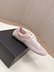 PRADA 26S CLASSIC SNEAKERS IN PINK SUEDE AND MESH