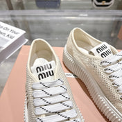 MIUMIU 26S SNEAKER 45MM IN LIGHT BEIGE MESH FABRIC