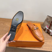 HM 26S KELLY MULE IN TAN BROWN CALFSKIN SILVER HARDWARE
