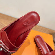 HM 26S KELLY MULE IN DARK RED CALFSKIN SILVER HARDWARE