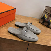 HM 26S KELLY MULE IN GREY CALFSKIN SILVER HARDWARE
