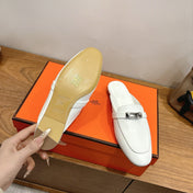 HM 26S KELLY MULE IN WHITE CALFSKIN SILVER HARDWARE