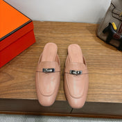 HM 26S KELLY MULE IN NUDE PINK CALFSKIN SILVER HARDWARE