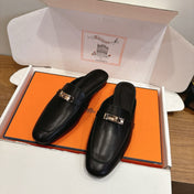 HM 26S KELLY MULE IN BLACK CALFSKIN GOLD HARDWARE
