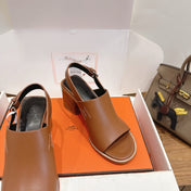HM 26S ELDA 60 SANDAL IN CARAMEL BROWN CALFSKIN SILVER HARDWARE