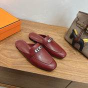HM 26S OZ MULE IN BURGUNDY RED CALFSKIN SILVER HARDWARE
