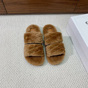 CELINE 26S TWO-STRAP QUILTED SANDALS IN BROWN WOOL