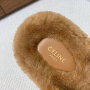 CELINE 26S TWO-STRAP QUILTED SANDALS IN BROWN WOOL
