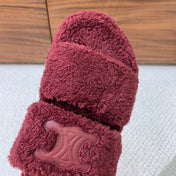 CELINE 26S TWO-STRAP SANDALS IN DARK RED WOOL