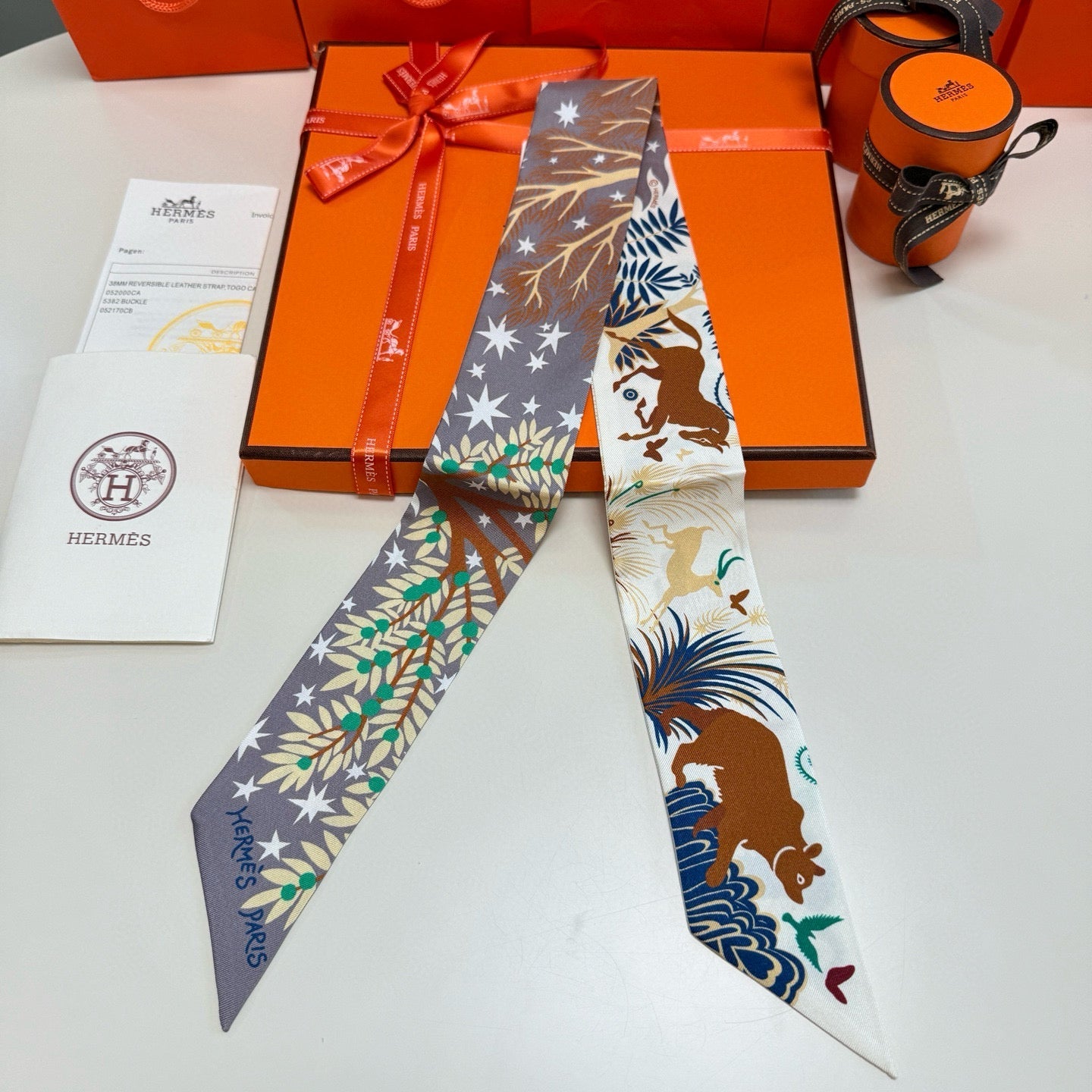 HERMES 25S SILK NECKERCHIEF 86 IN SILK 714356