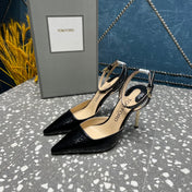 HIGH HEELS 10 CM IN BLACK SNAKE PATTERNED CALFSKIN