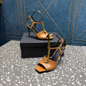 BALMAIN 26S HIGH-HEEL SANDALS 95 MM IN BROWN CALFSKIN
