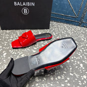 BALMAIN 26S SLIPPERS IN RED GLOSSY CALFSKIN