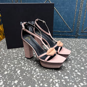BALMAIN 26S HIGH-HEELED SANDALS 105 MM IN LIGHT PINK CALFSKIN STYLE 7
