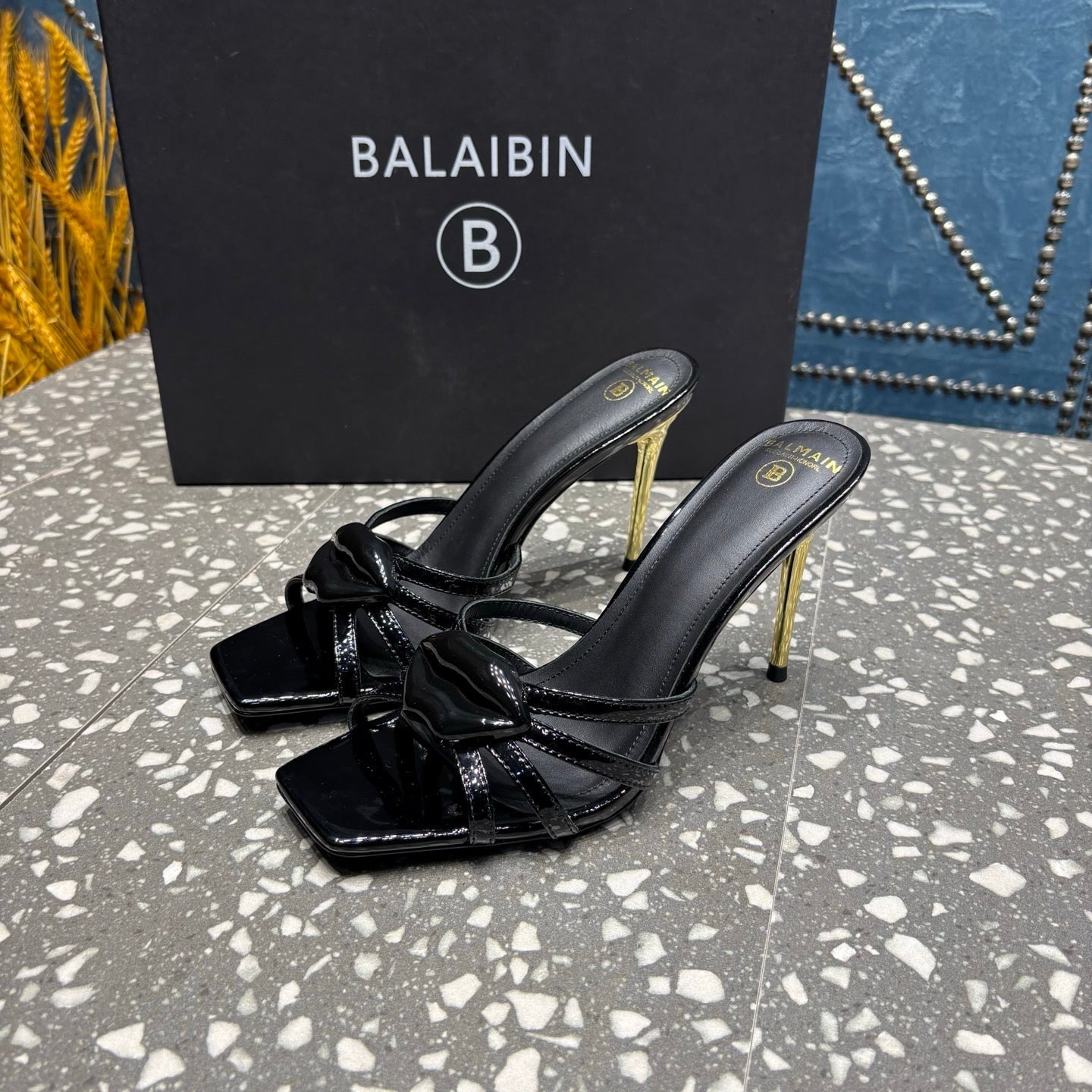 BALMAIN 26S HIGH-HEELED SANDALS 95 MM IN BLACK CALFSKIN STYLE 3