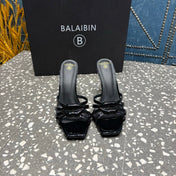 BALMAIN 26S HIGH-HEELED SANDALS 95 MM IN BLACK CALFSKIN STYLE 3