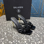 BALMAIN 26S HIGH-HEELED SANDALS 95 MM IN BLACK CALFSKIN STYLE 3