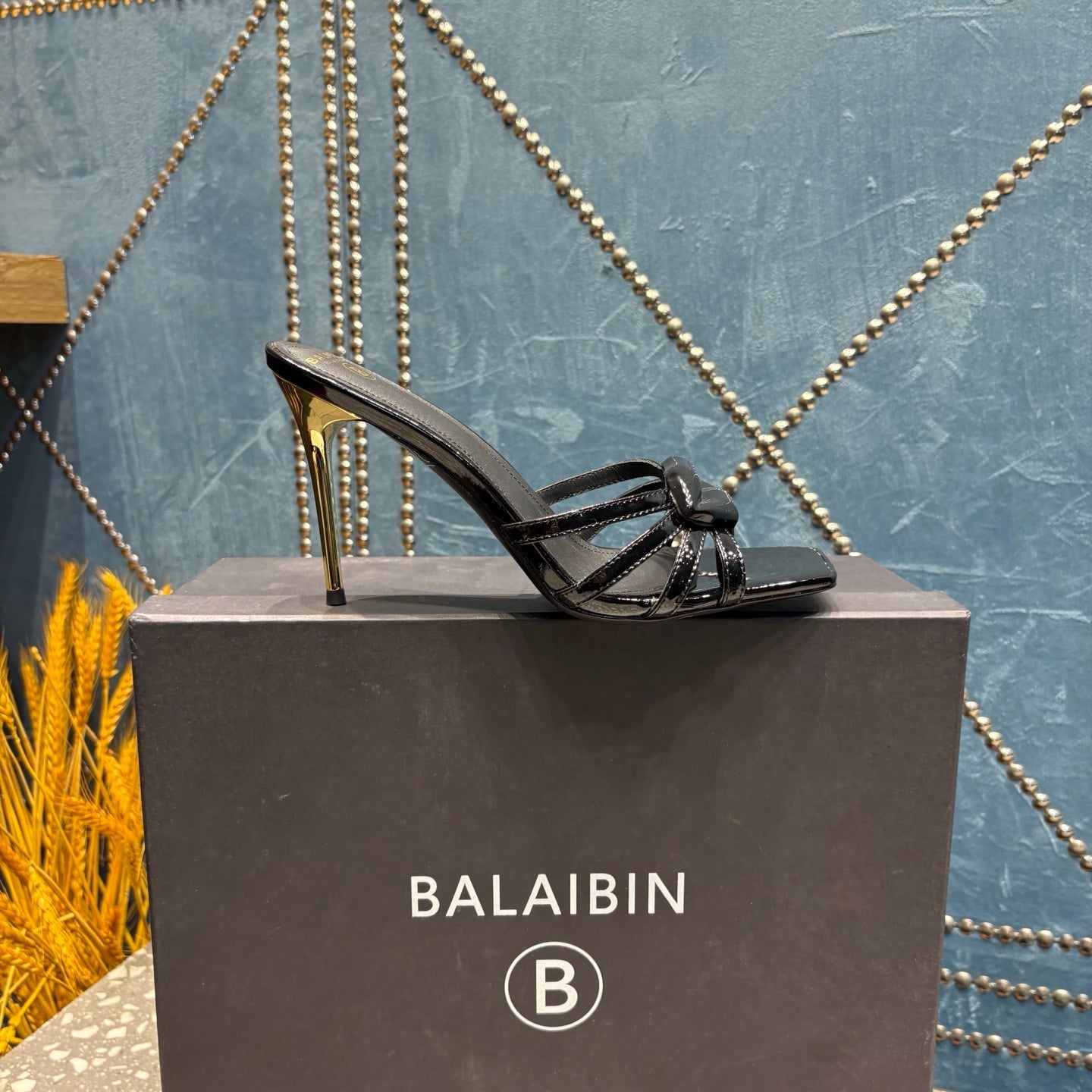 BALMAIN 26S HIGH-HEELED SANDALS 95 MM IN BLACK CALFSKIN STYLE 3