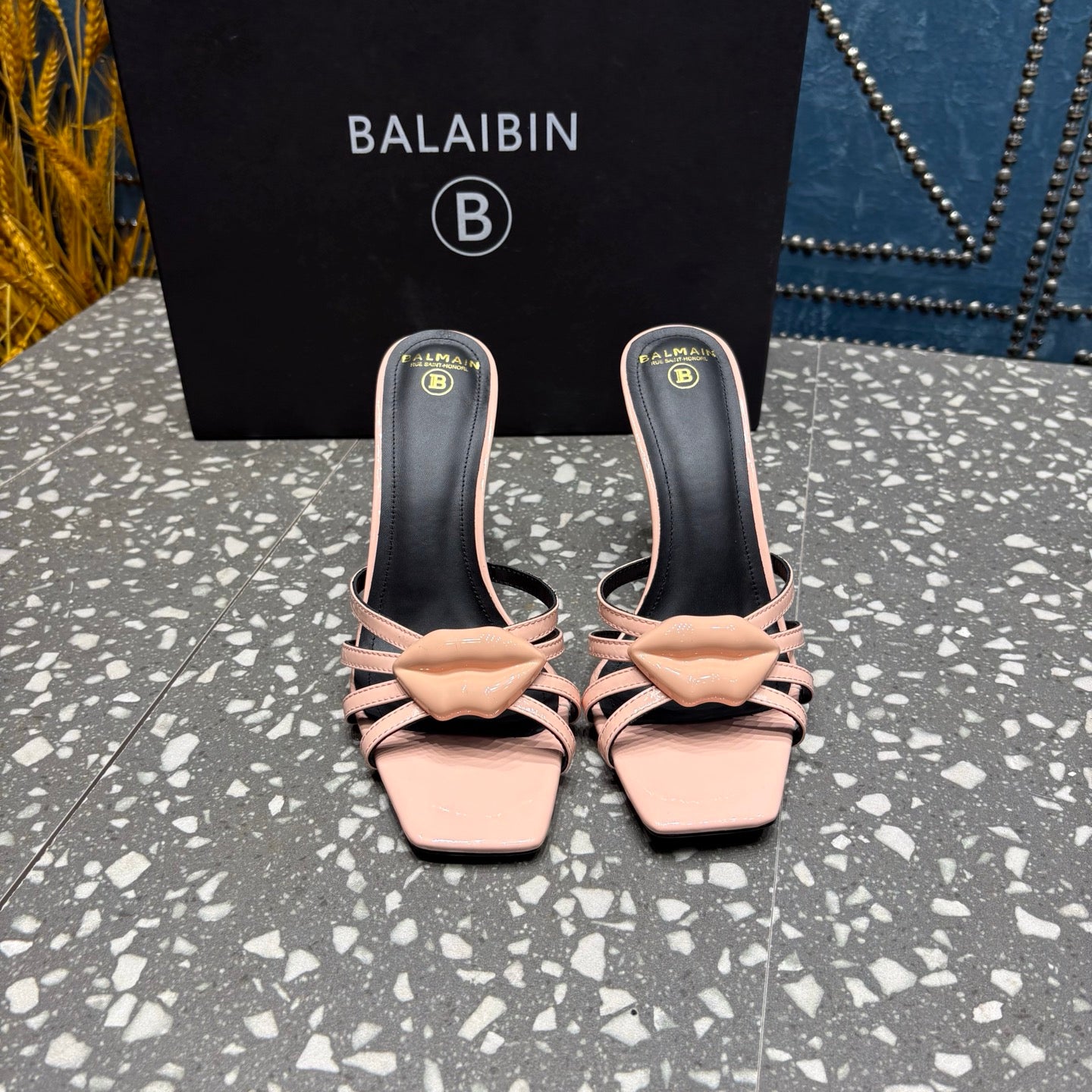 BALMAIN 26S HIGH-HEELED SANDALS 95 MM IN LIGHT PEACHY PINK CALFSKIN STYLE 2