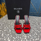 BALMAIN 26S HIGH-HEELED SANDALS 95 MM IN RED CALFSKIN STYLE 1