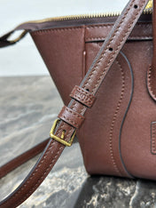 CELINE 25S NEW LUGGAGE 38MM IN CHOCOLATE BROWN  SHINY LAMBSKIN GOLD HARDWARE