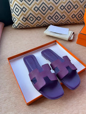 0RAN SANDALS IN ROYAL PURPLE CALFSKIN