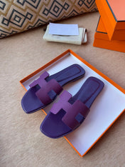 0RAN SANDALS IN ROYAL PURPLE CALFSKIN