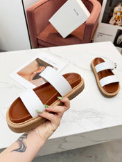 TWO-STRAP SANDALS IN WHITE CALFSKIN