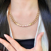CHANEL 26S CHANEL LETTER LOGO ENAMEL CHAIN NECKLACE IN GOLD METAL WITH CC CHARM 630062