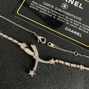 CHANEL 26S CRYSTAL STAR CHARM NECKLACE IN ROSE SILVER  METAL 631897