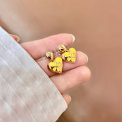 CHANEL 26S DOUBLE C HEART DROP EARRINGS IN GOLD METAL 631912
