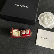 CHANEL 26S CHANEL CC LOGO PAVE CRYSTAL STUD EARRINGS IN WHITE ENAMEL WITH GOLD METAL 633309