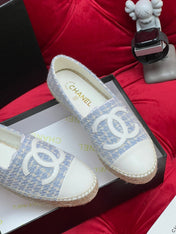 WOVEN LOAFERS IN LIGHT BLUE FABRIC