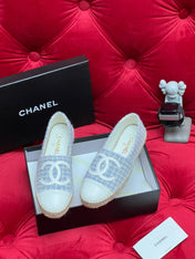 WOVEN LOAFERS IN LIGHT BLUE FABRIC