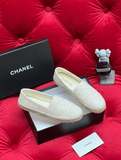 WOVEN LOAFERS IN WHITE BEIGE FABRIC