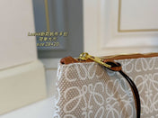 LOE 28 CLUTCH BAG IN BEIGE ANAGRAM JACQUARD