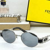 FIRST CRYSTAL CHUNKY OVAL FRAME SUNGLASSES SL7040 IN METAL