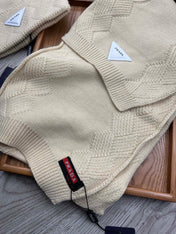 SET SCARF AND HAT IN BISQUE BEIGE WOOL AND RABBIT FUR 397405