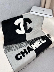 SCARF 200 CM IN BLACK MIX HARBOR GRAY CASHMERE AND WOOL 399797