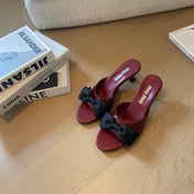 Ruby Mid - Heels With Black Bow Calfskin
